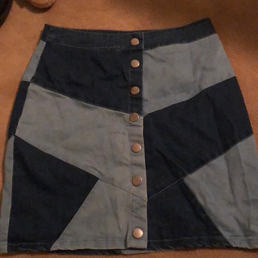 Fun patchwork jean skirt